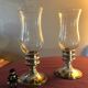 Pair of glass photophore and silver metal foot