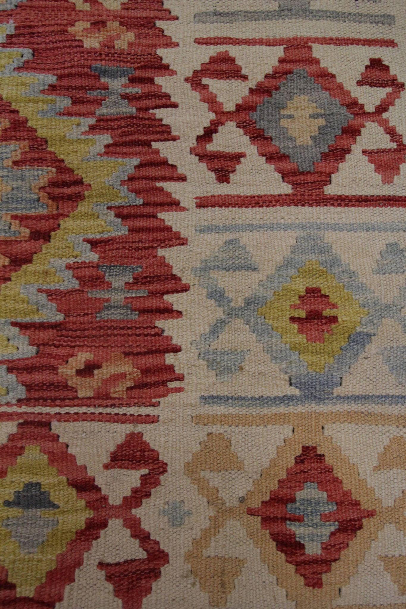 Red Afghan Kilim Rug,Small Wool Flatweave, Geometric Tribal Design Area Rug
