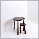 Ensemble de 2 tables tripodes brutalistes