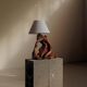 Sculptural lamp made of olive wood, around 1960.