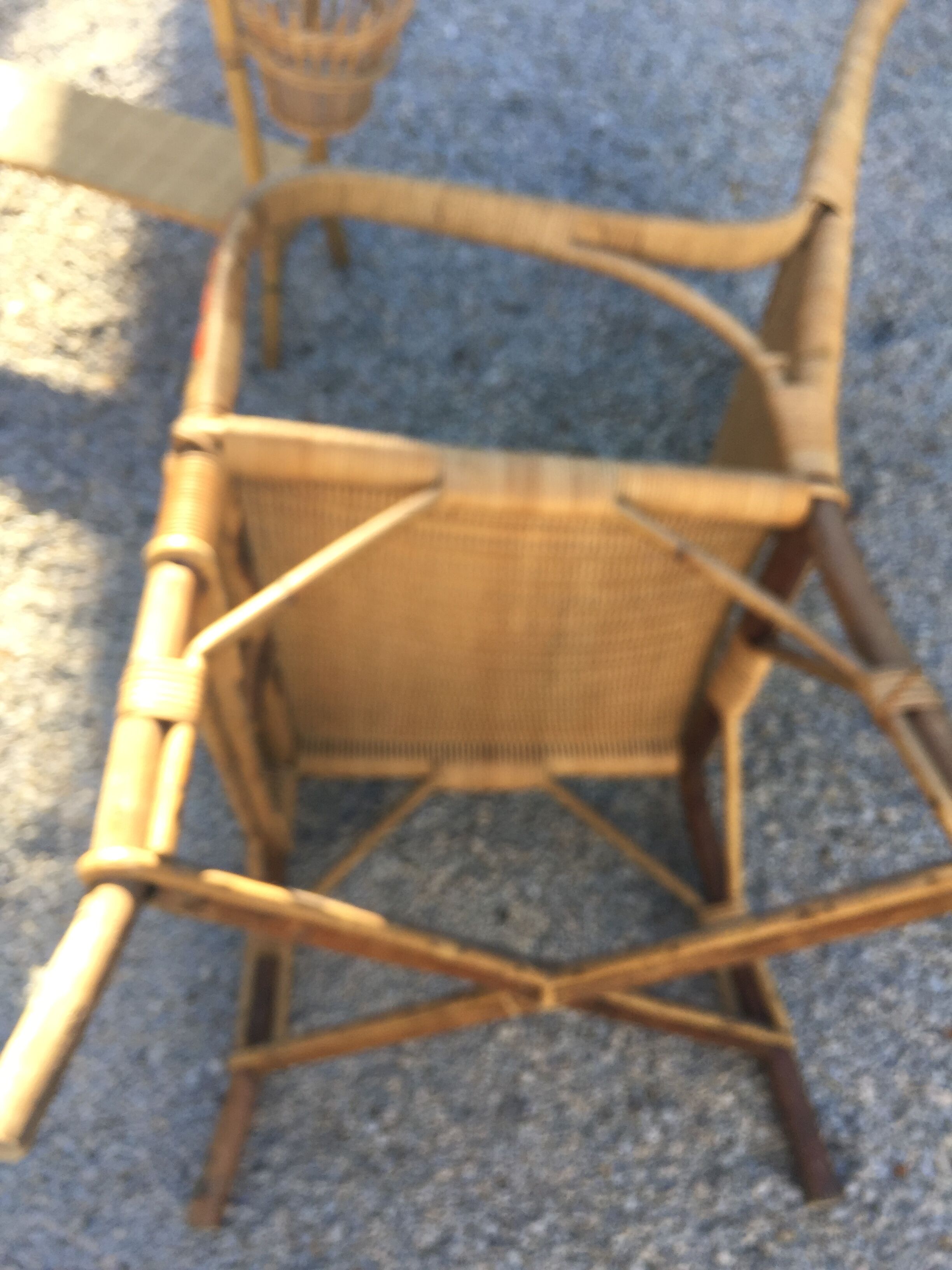 Red vintage décor rattan armchair