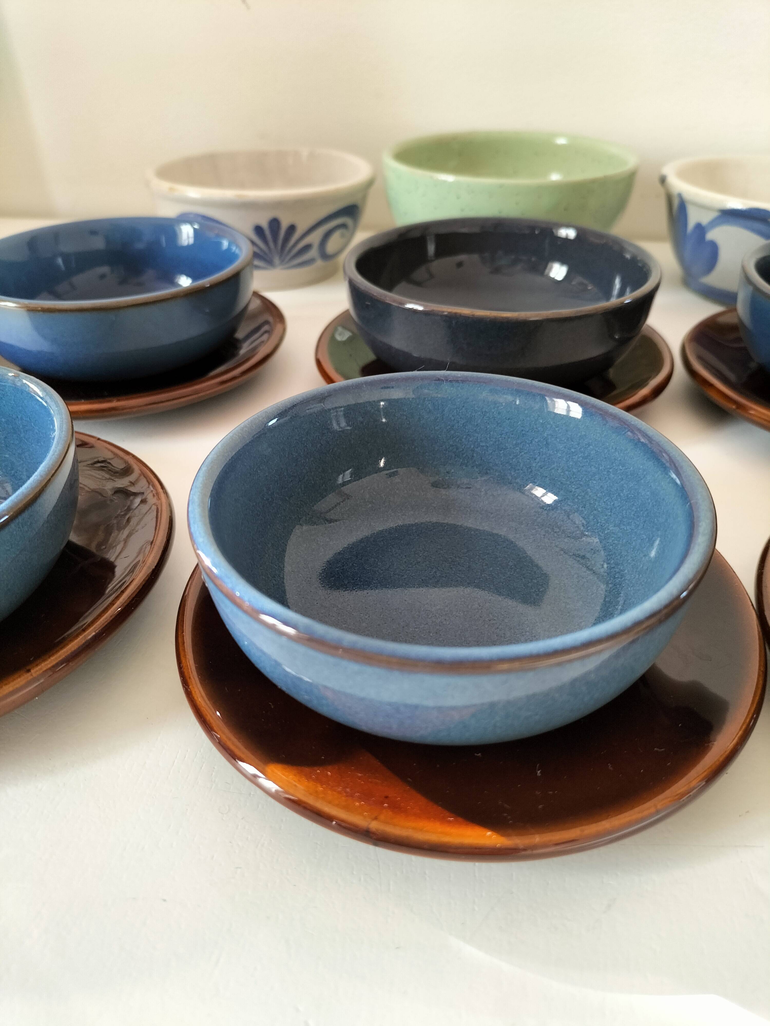 Vintage blue bowl mix & match set – country breakfast spirit