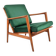 Fauteuil scandinave restauré, icône des années 60, velours