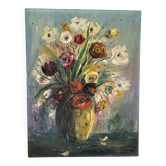Bouquet, knife oil, signed Lallemand