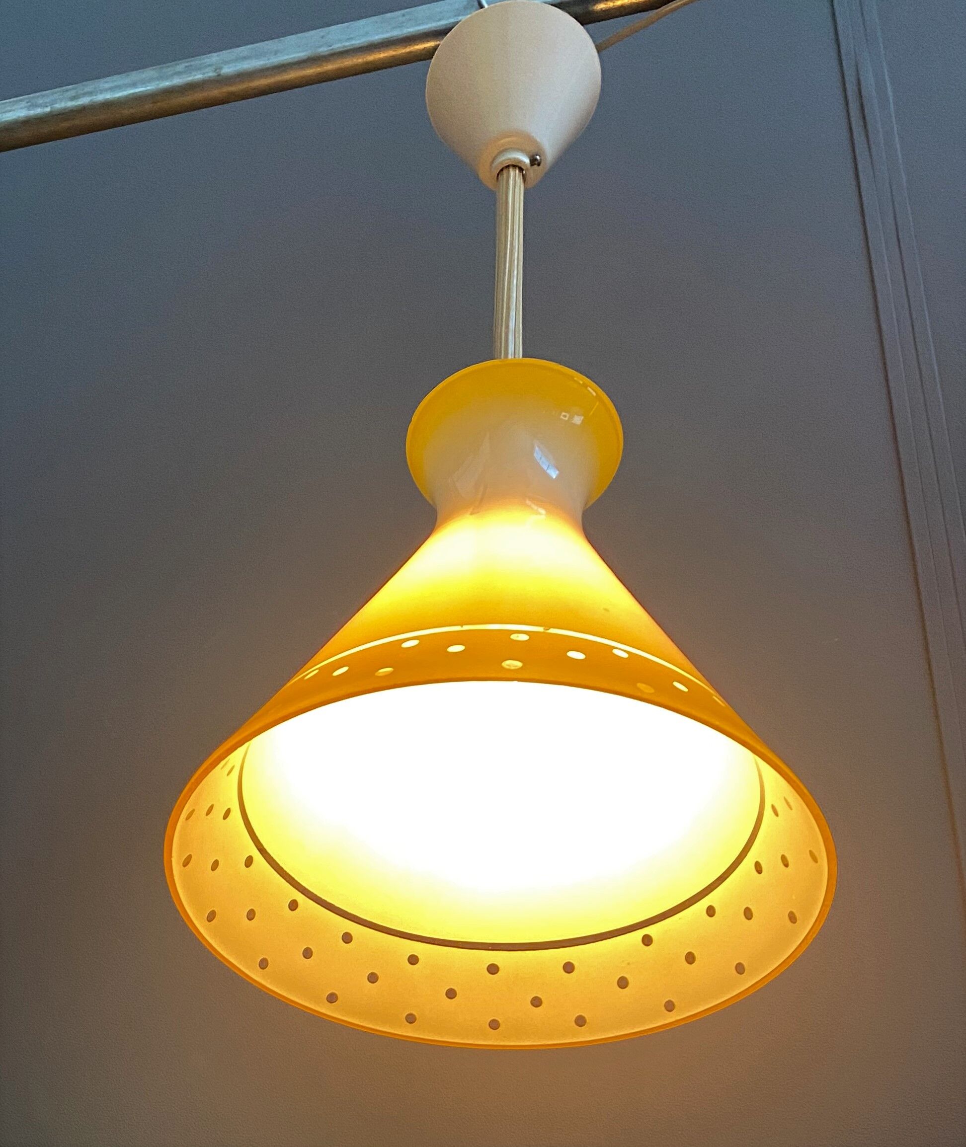 Yellow Glass pendant lamp 1960s