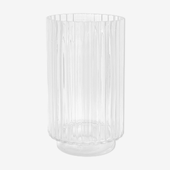 Vintage glass vase, in undulating relief