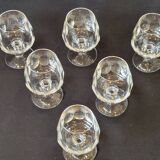 6 verres à cognac en cristal taillé côtes plates