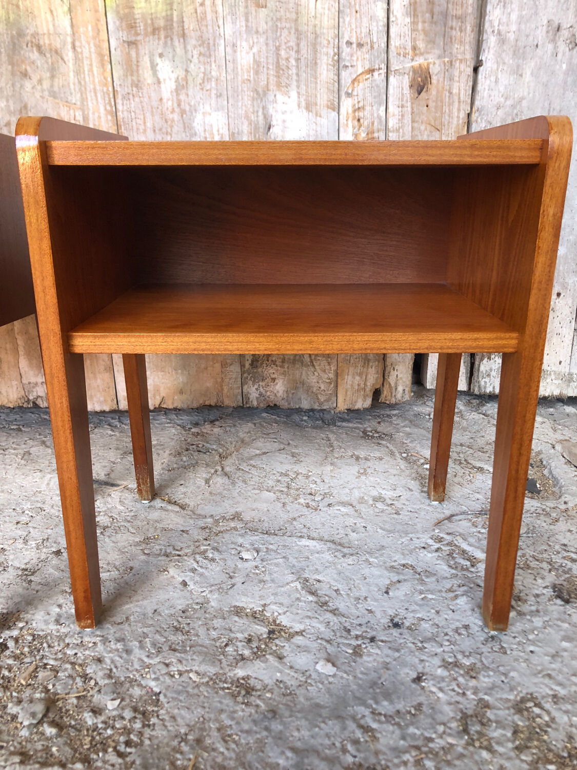 Pair of bedside table scandinavian vintage wood