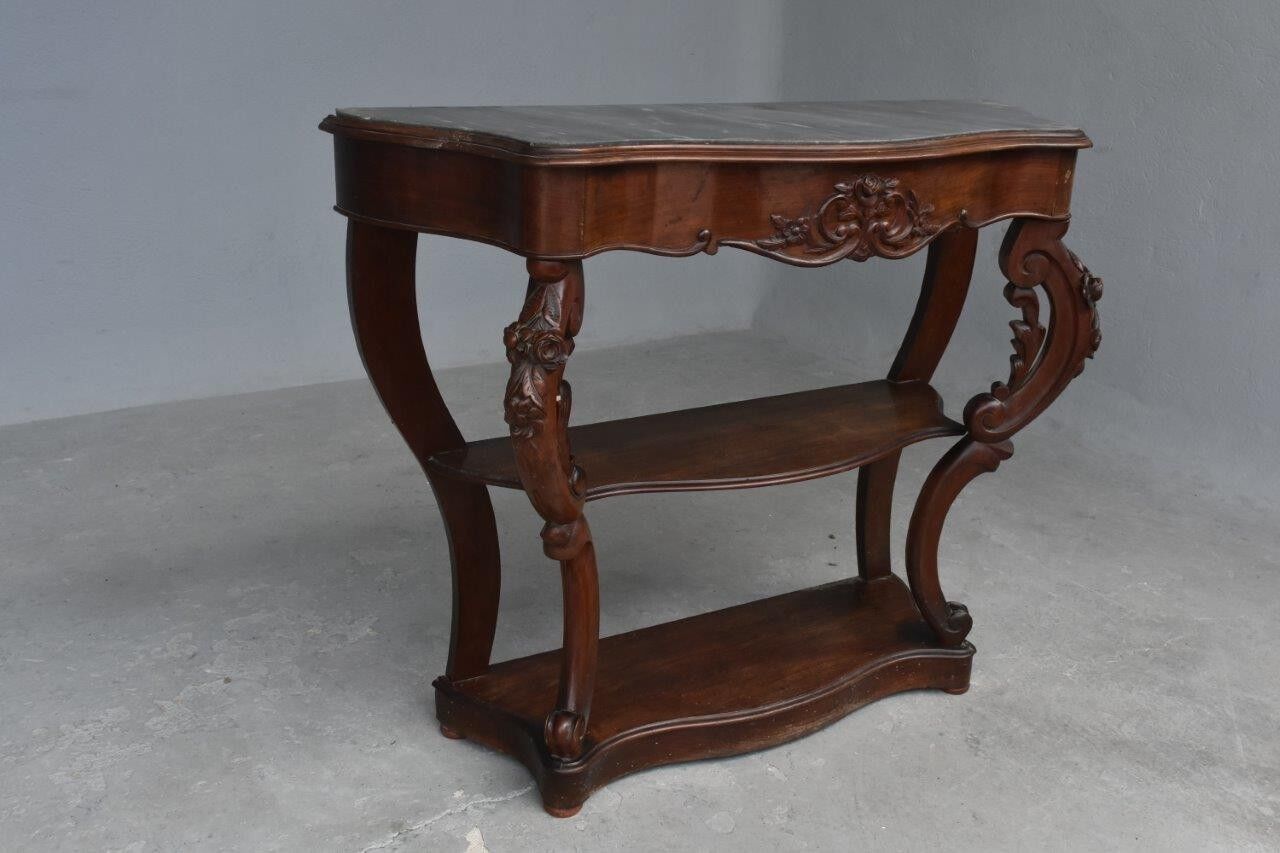Console style Napoleon III era marble top mahogany end XIX