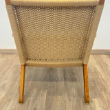 Pair of Scandinavian armchairs in woven solid teak.
