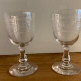 Lot 4 antique liquor glasses engraved with crystal blown