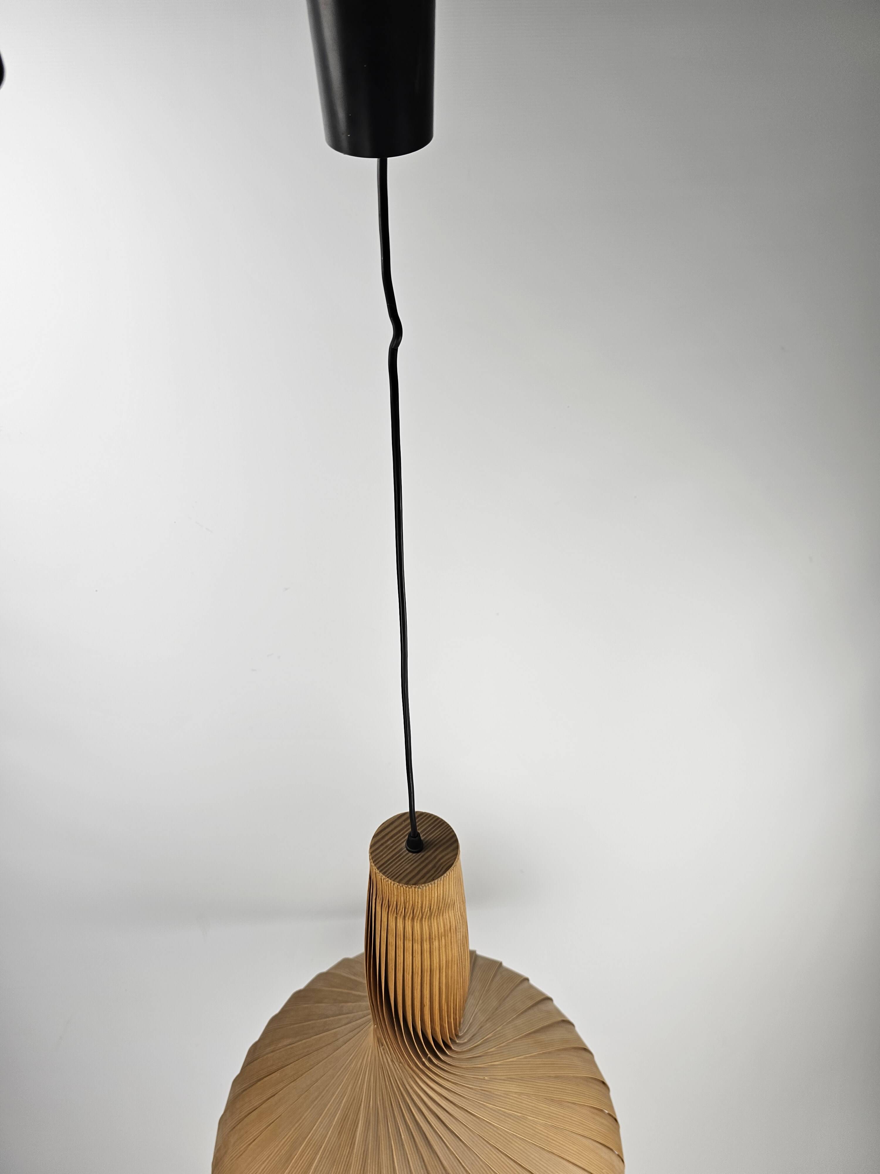 Large vintage hanging lamp veneer wood Hans Agne Jacobsson