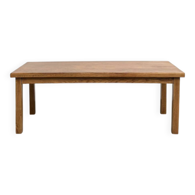 Table de ferme en chêne massif, pieds carrés, un tiroir, France, années 196