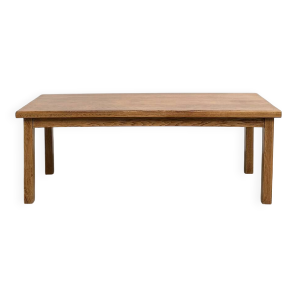 Table de ferme en chêne massif, pieds carrés, un tiroir, France, années 196