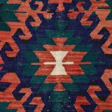 5x8 Blue & Red Geometric Style Vintage Kilim Rug, 158x238Cm