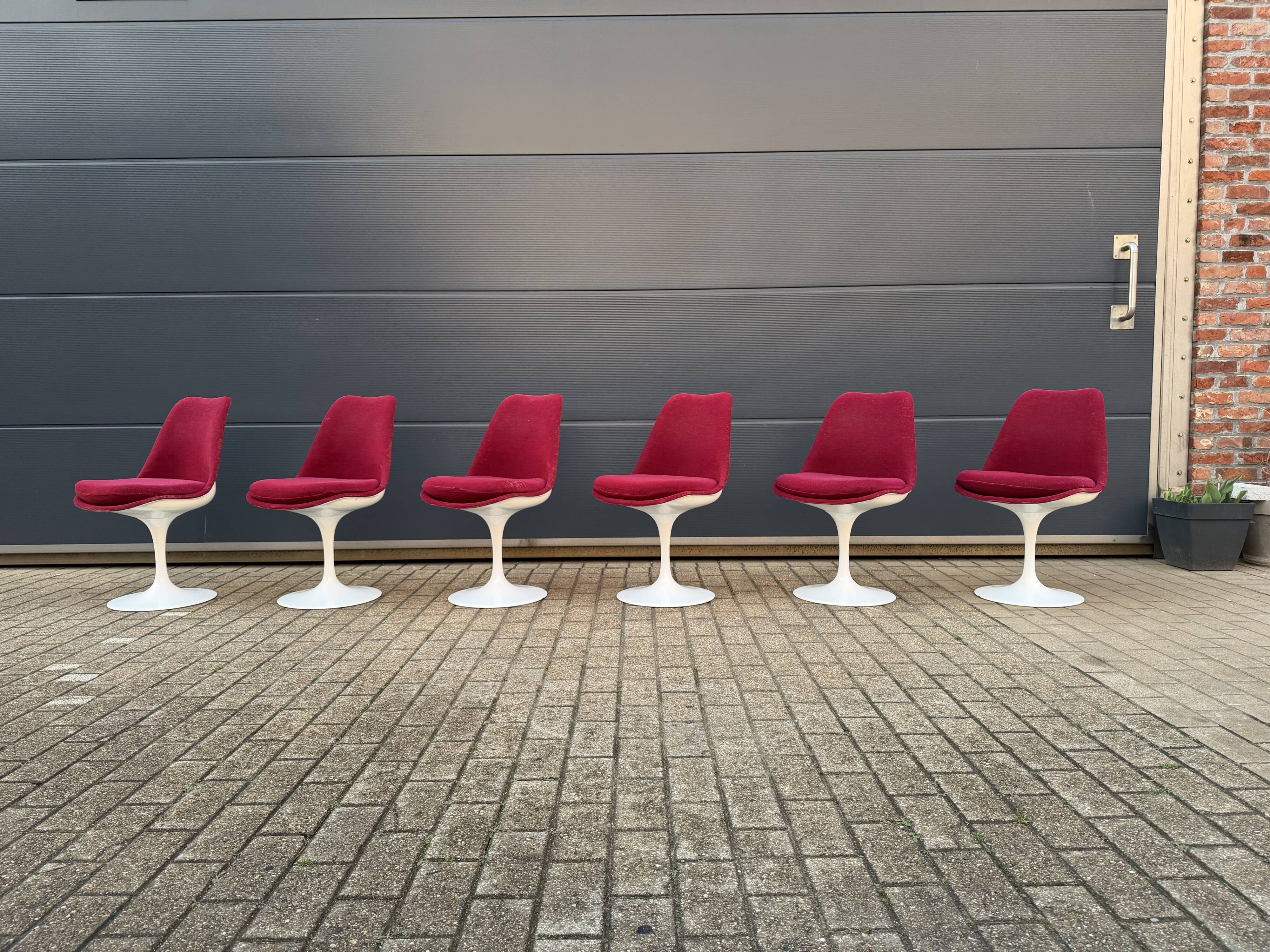 6 original vintage Knoll Tulip chairs by Eero Saarinen