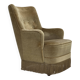 1970s, Danish highback armchair, light green furniture velour.