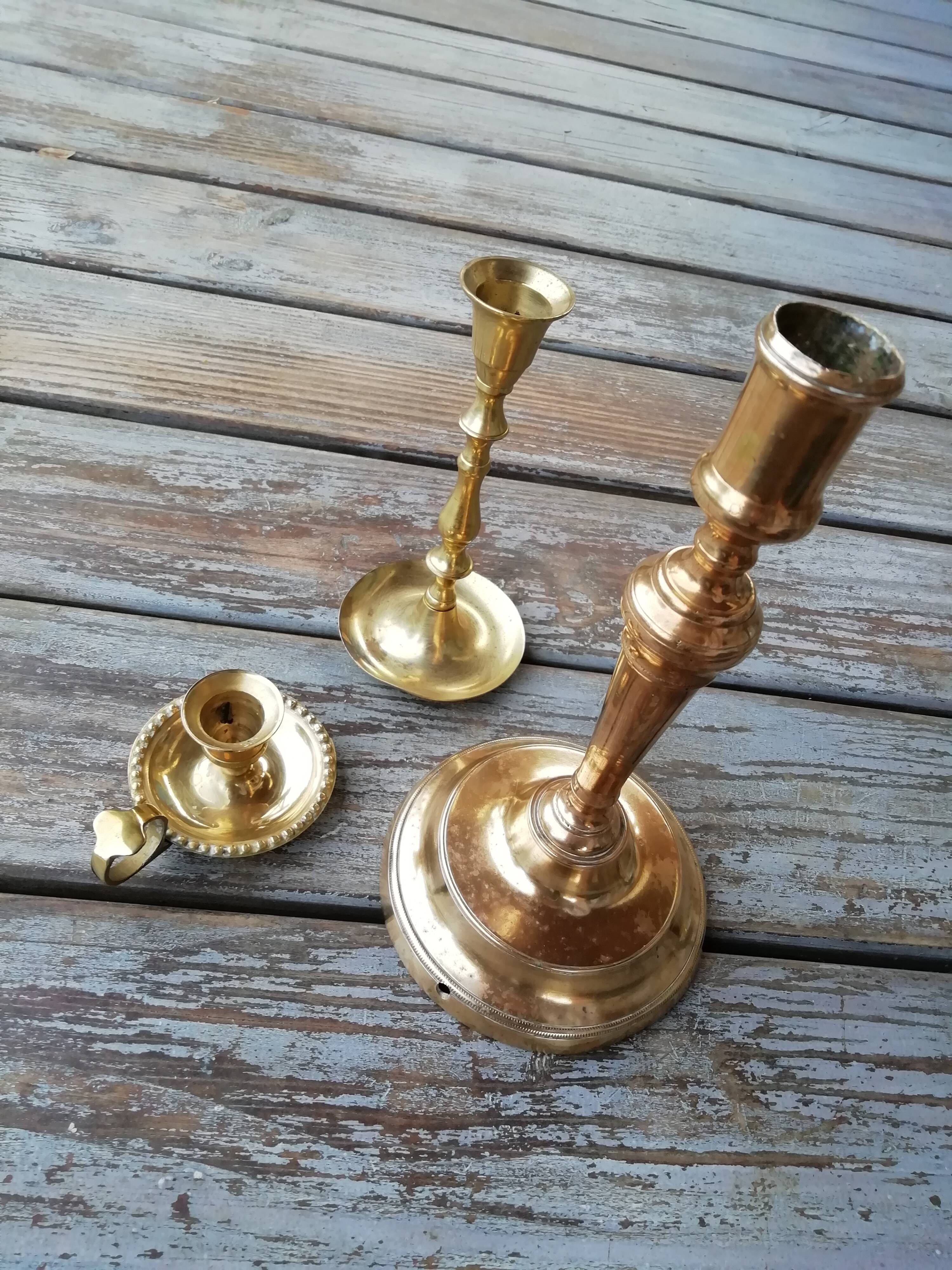 Lot of 3 brass candlesticks