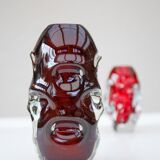 Mid-century modern handmade crystal vase in dark red by Börne Augustsson for Åseda