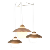 Suspension à trois bras – verre opale et laiton – Bent Karlby – années 1950/60.
