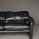 Two seater Maralunga Sofa in Black Leather for Cassina. 1970s