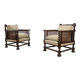 Paire de fauteuils en chêne anglais antique et en rotin avec des détails torsadés, Royaume-Uni c