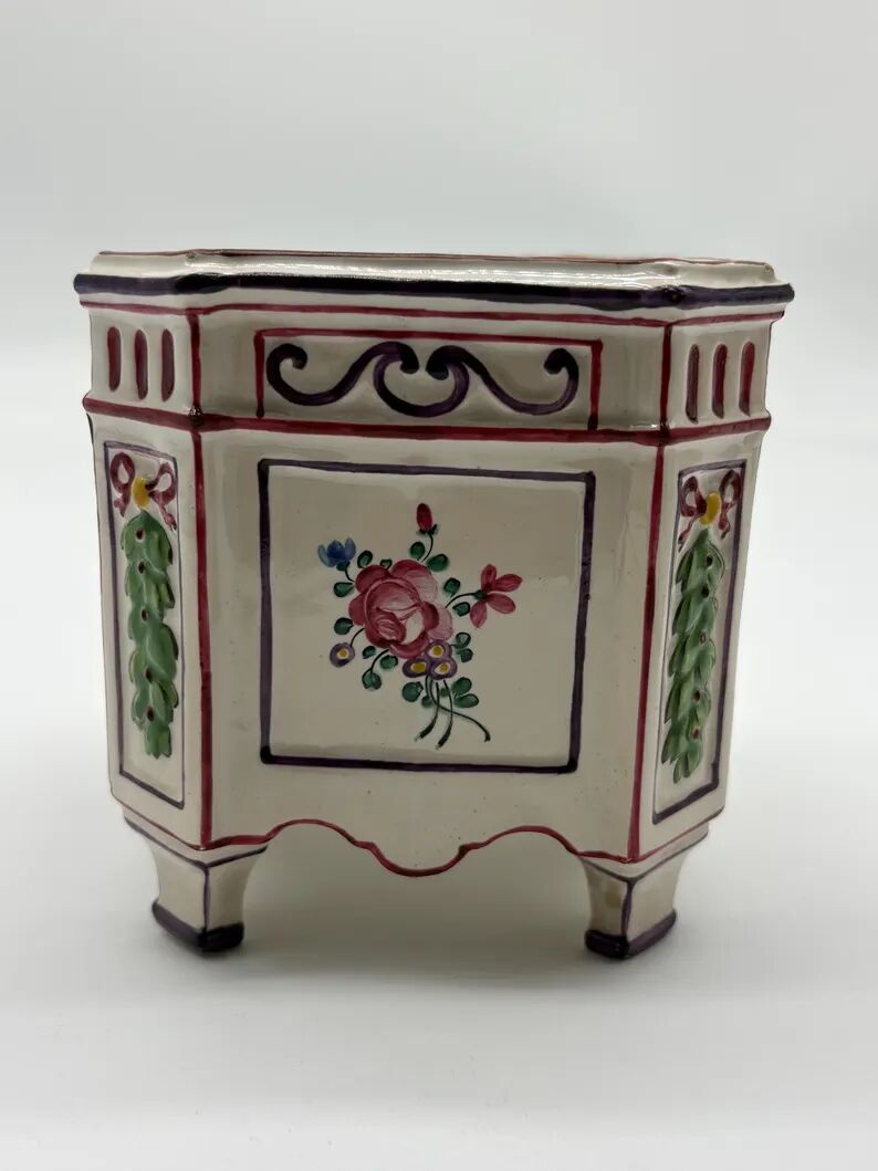 Pair of onion pots Samson 19th century Polychrome earthenware Strasbourg style Antique cache pots