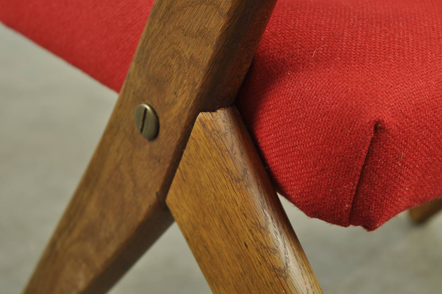 Classic Danish vintage scissor armchair by Arne Hovmand Olsen in OAK, 1960s