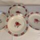 Set of 4 old flat plates from the earthenware factories of St Amand