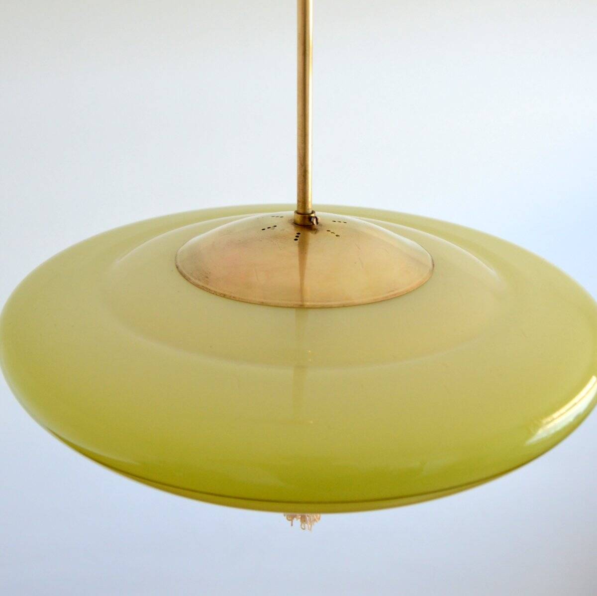Vintage art deco yellow opaline basin pendant light
