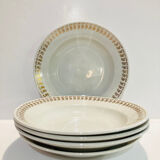 X5 Luneville earthenware soup plates with golden decoration