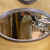 Pair of silver oval mirrors 79x46cm