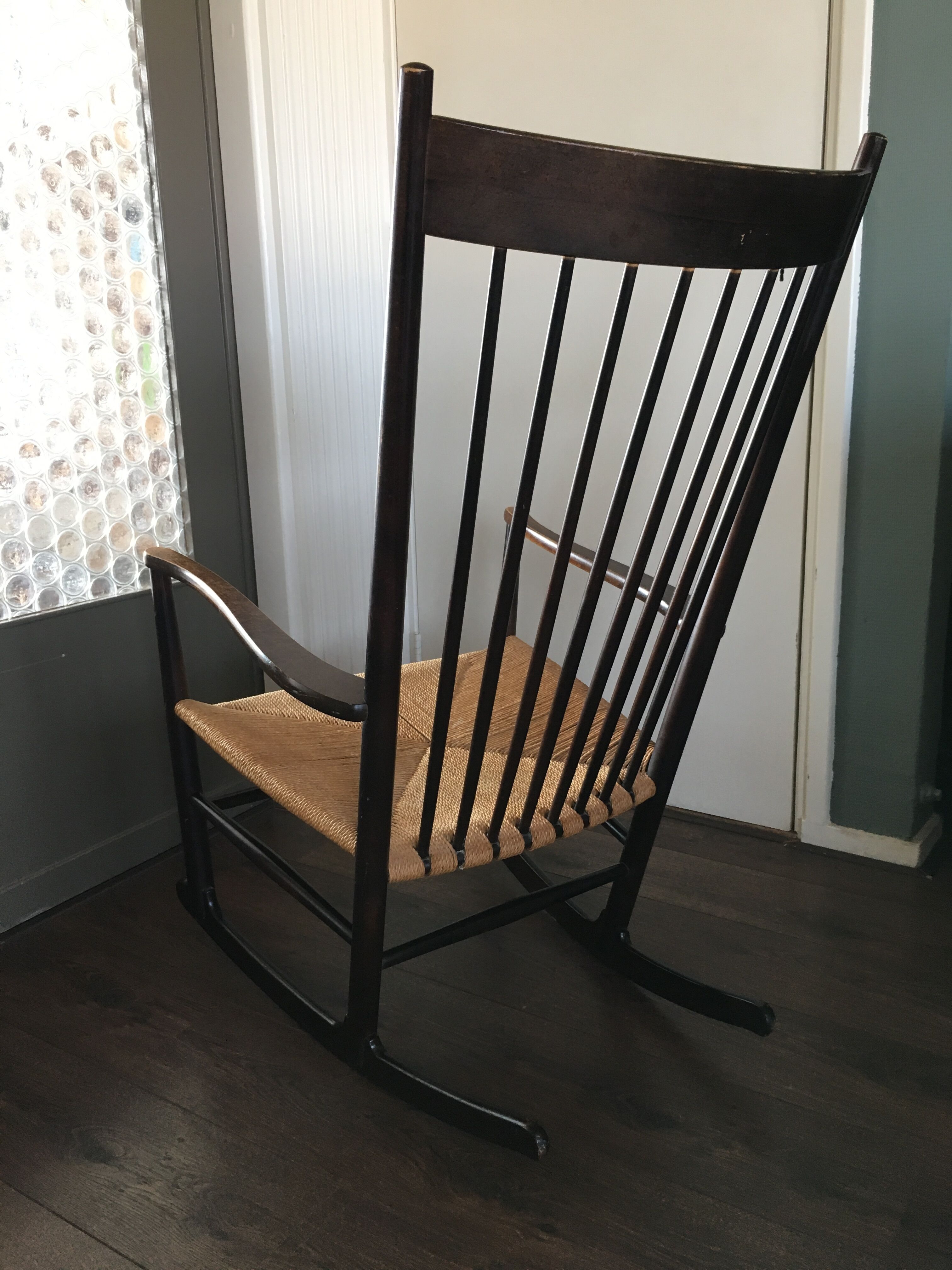 Vintage Scandinavian J16 rocking chair by Hans J. Wegner for FDB