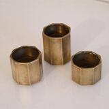 Set of 3 Swedish brass candlesticks