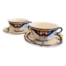 Pair of earthenware cups & saucers "Vieux Rouen"