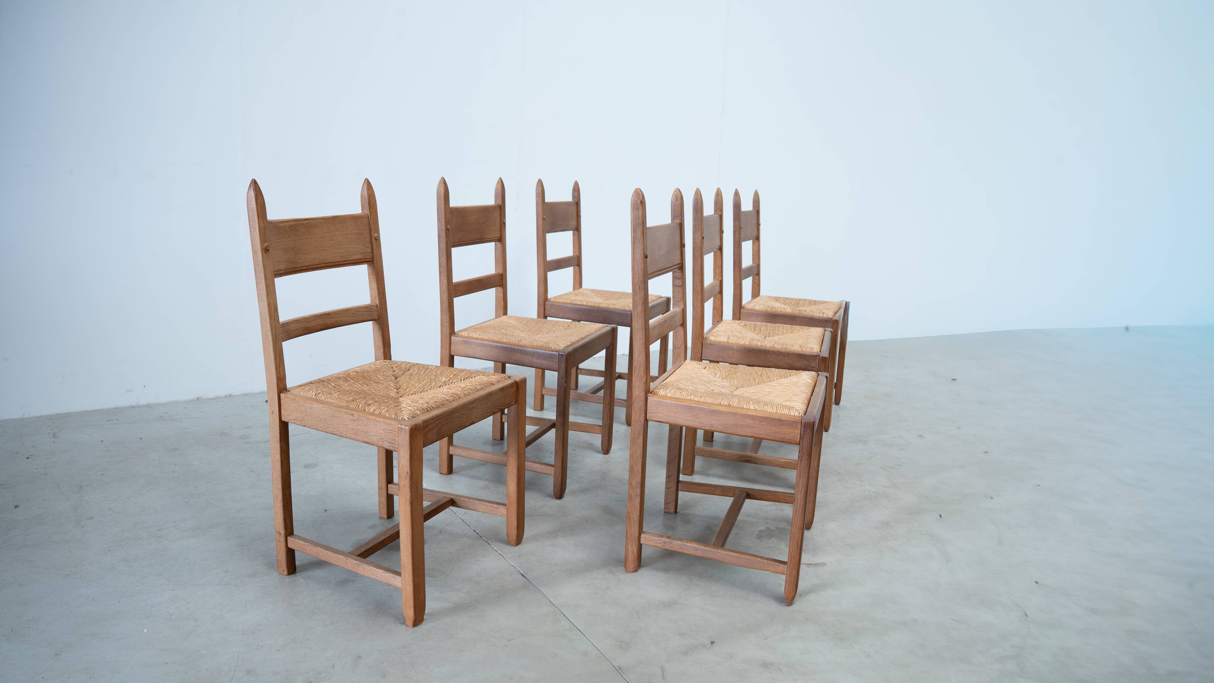 Set of six French dining chairs