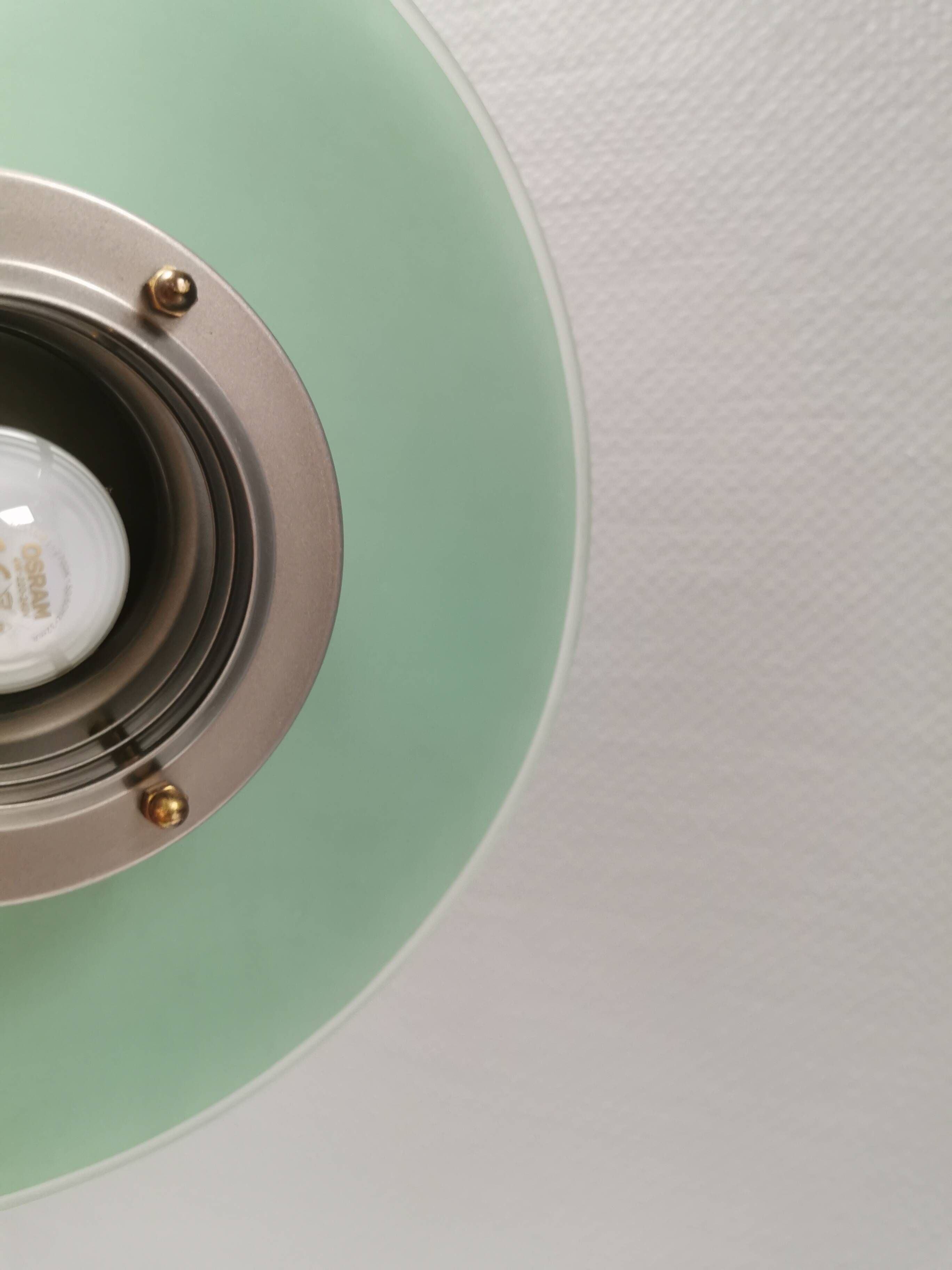 Hanging lamp in metal and painted glass by Swedish Belid, estimated 1980-90s