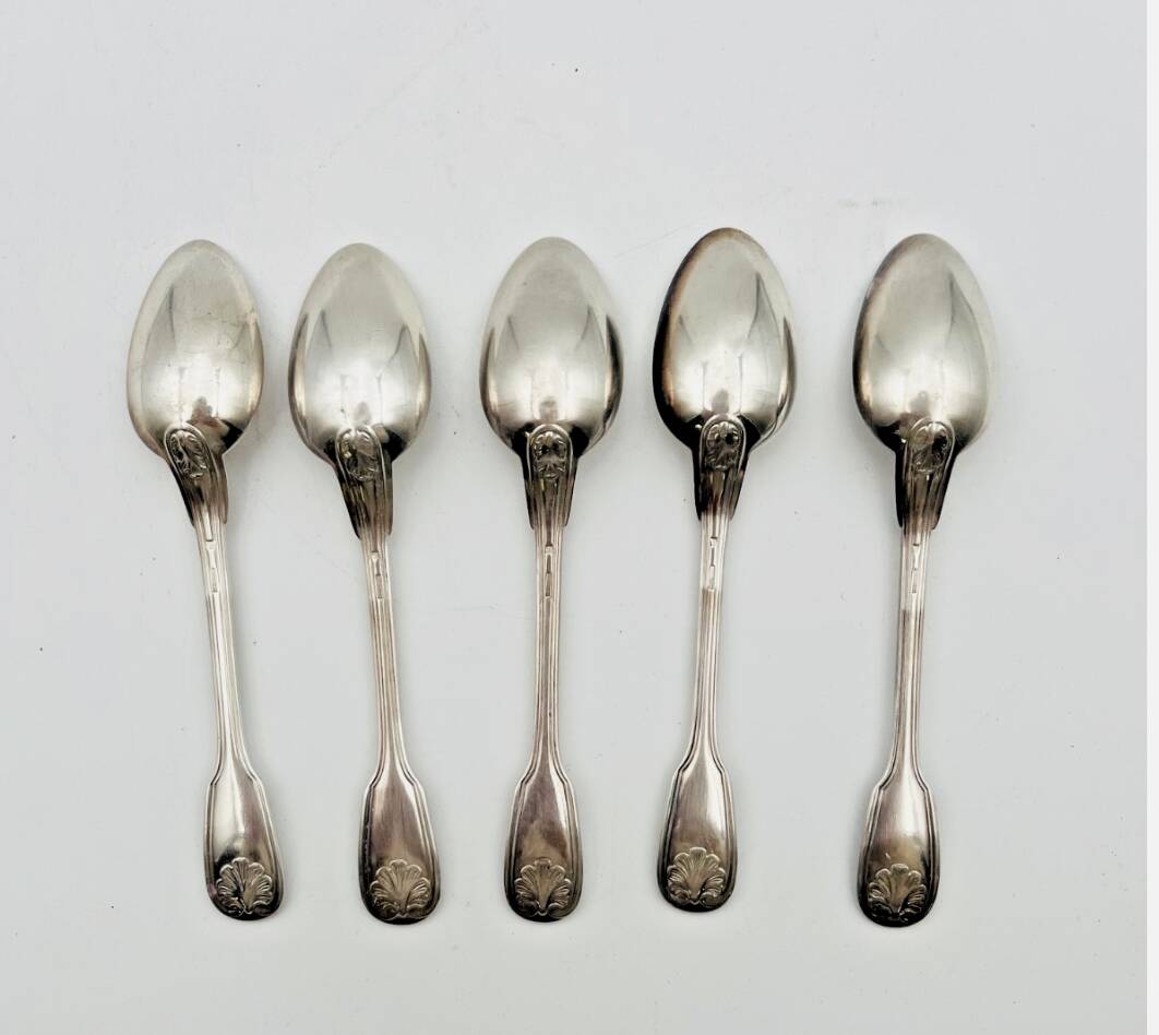 5 small Christofle spoons, Coquille model - 658001