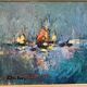 Oil on panel Arcachon Bay Cap Ferret Lighthouse 1970 signed J.Dubroc