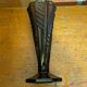 Antique Art Deco Smoked Grey Molded Glass Vase Vintage Decoration