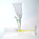 Murano set of 2 yellow green filigree glass champagne flutes