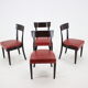 Chaises de salle à manger en cuir rouge des années 1950 pour UP Tchécoslovaquie, Ensemble de 4