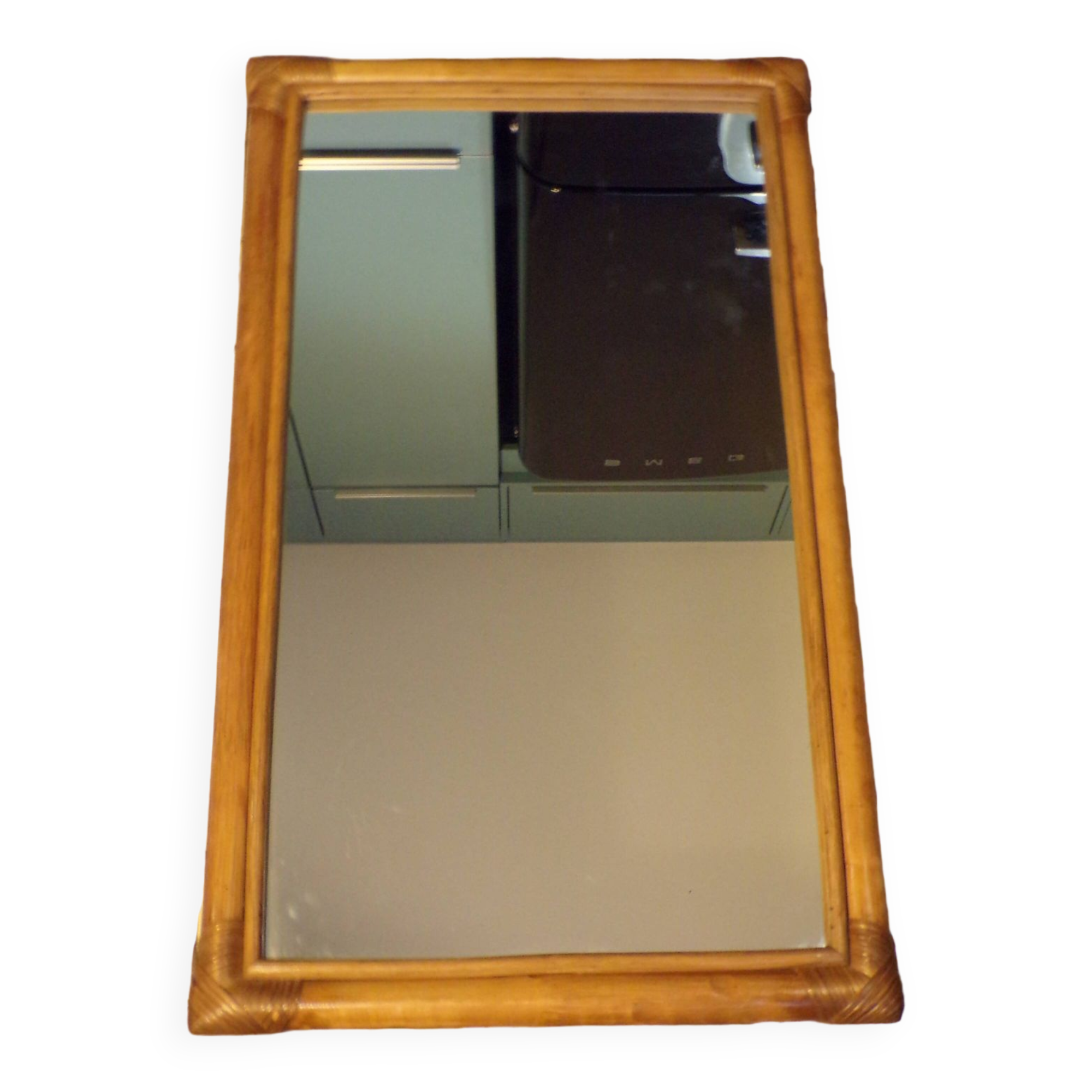 Vintage bamboo and rattan mirror 48X80cm