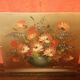 Ancient oil painting Charles Edouard vintage flower bouquet