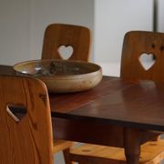 Modern Scandinavian, beech table with club-shaped legs, Arnold Madsen, made in the 1940s.