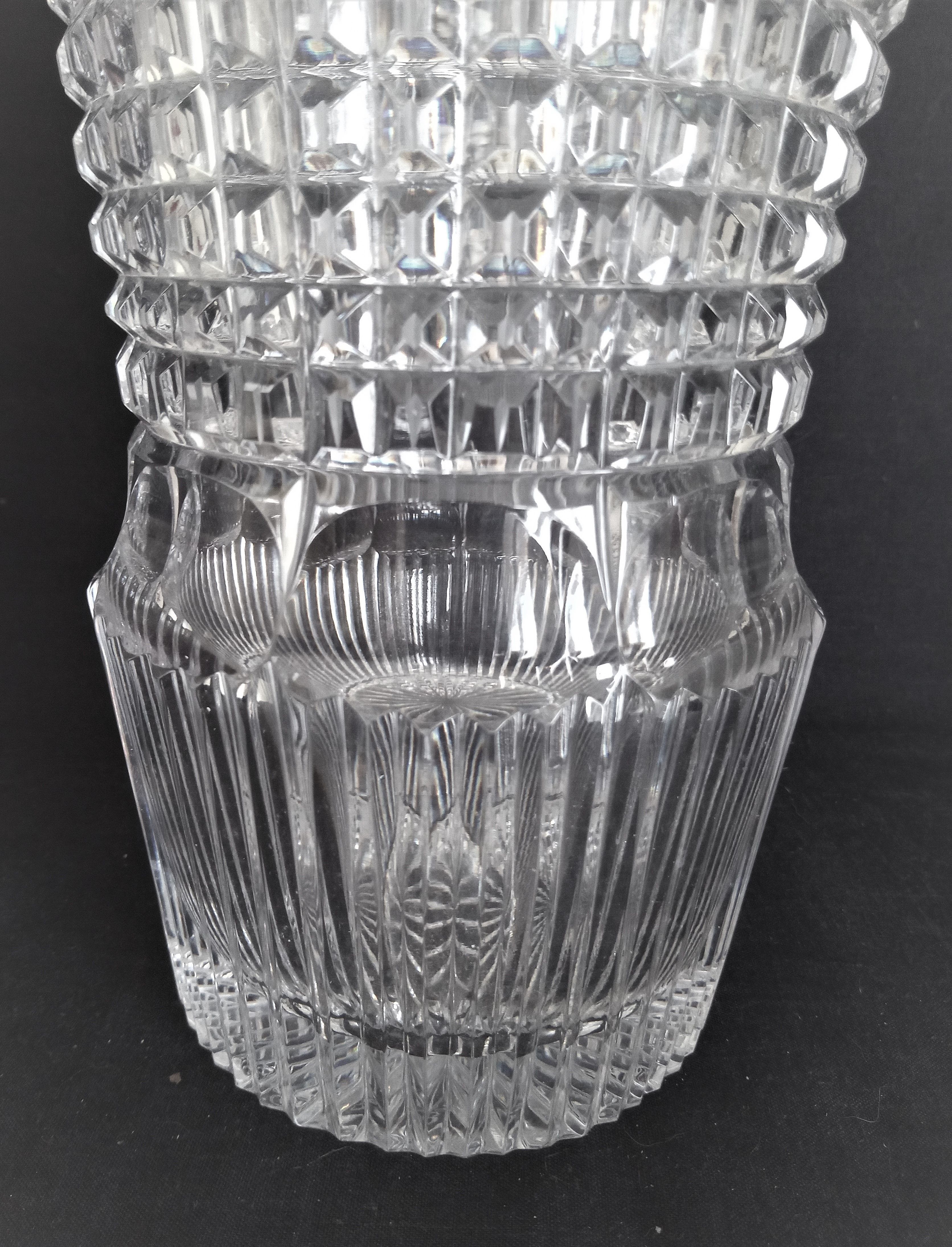 Art Deco vase in cut crystal, h - 32 cm.