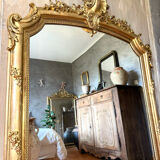 19th-century gilded pediment mirror