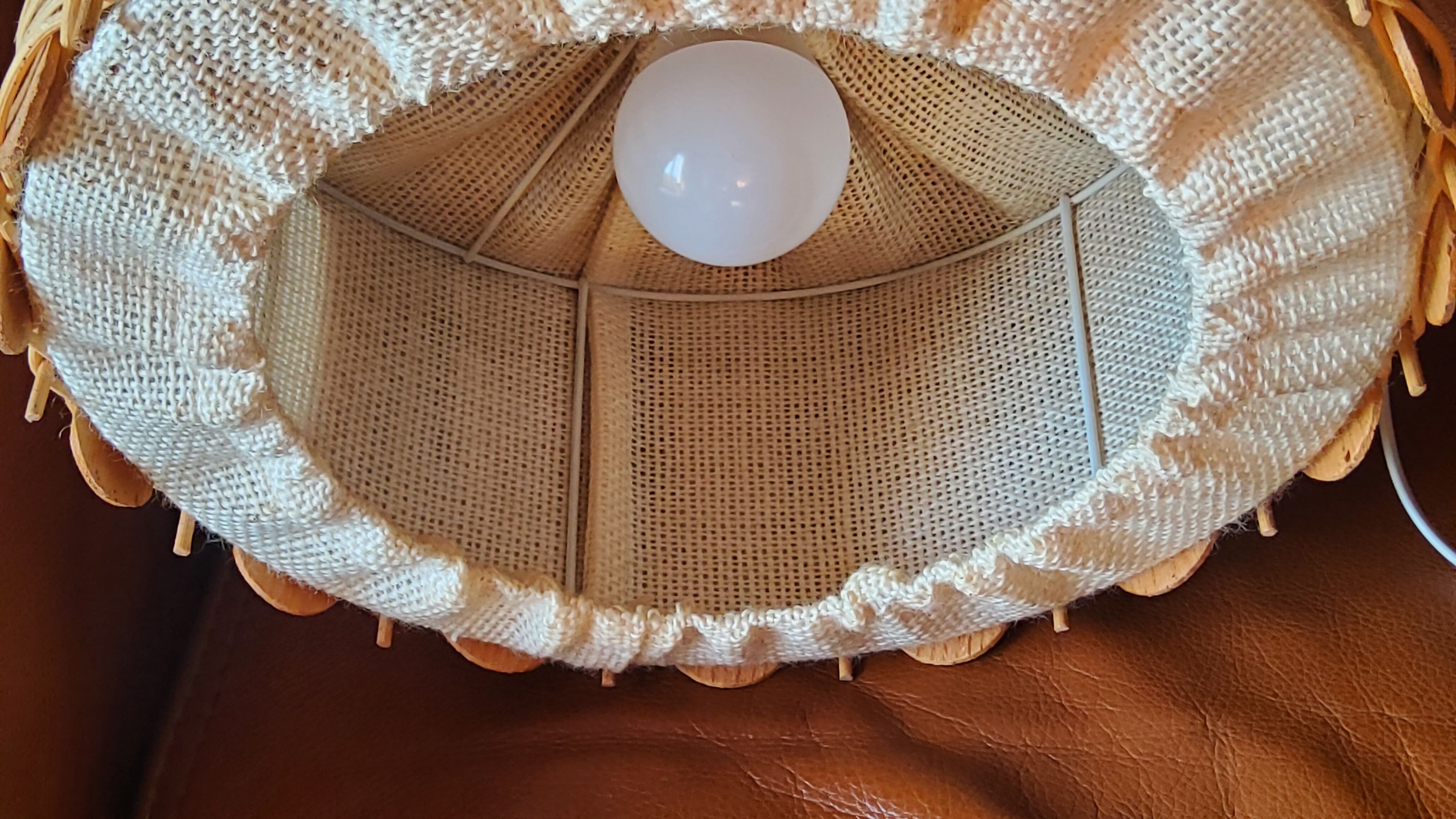 70s suspension in rattan and Scandinavian style fabrics