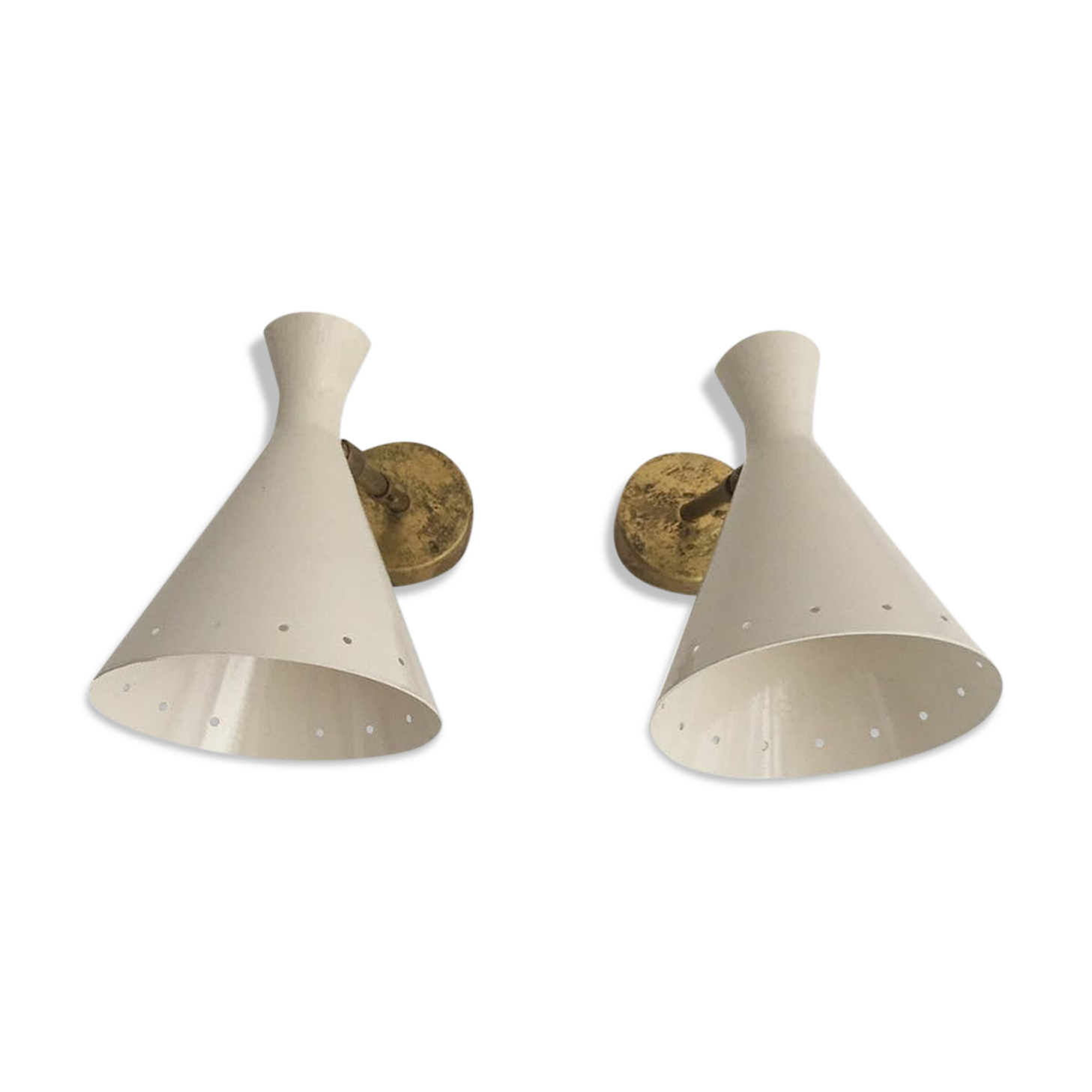 Pair of white and brass sconces