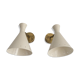 Pair of white and brass sconces
